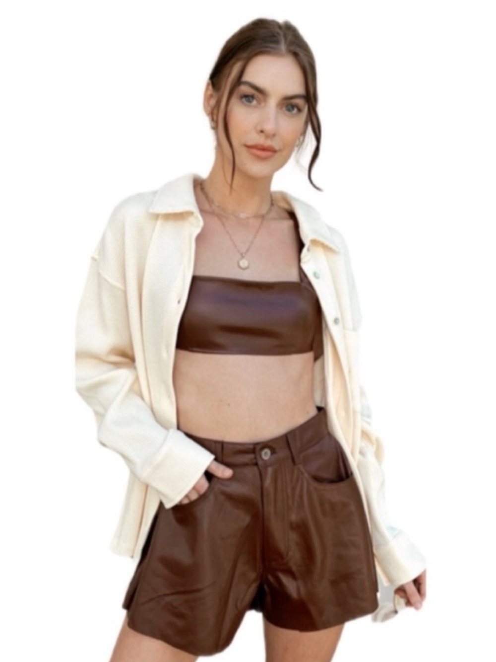 Leather Brown Butterfly shorts